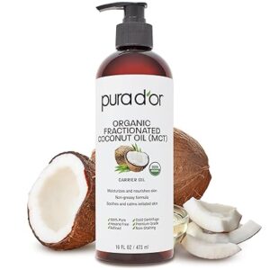 PURA D'OR 16 Oz Organic Fractionated Coconut Oil - MCT Oil for Sale